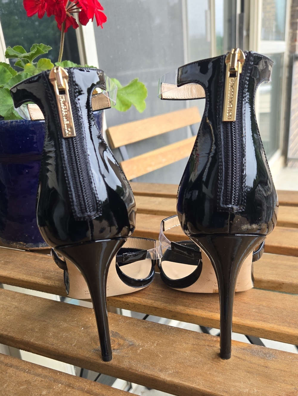 Tamara Mellon Frontline 75 Black Patent Clear Heels  Womens EU 38.5 - Picture 6 of 16